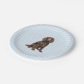 Boykin Party Plate, Dog Party, Blue Gingham ペーパープレート (アングル)