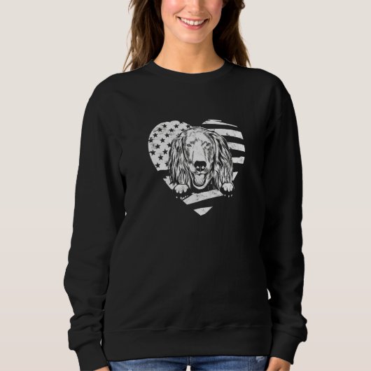 Boykin Spaniel Dog Silhoutte With American Flag Ba スウェットシャツ (正面)