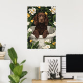 Boykin Spaniel In Bathtub Poster, Funny Dog ポスター (ホームオフィス)