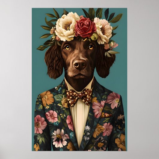 Boykin Spaniel In Suit Poster, Boykin Spaniel ポスター (正面)