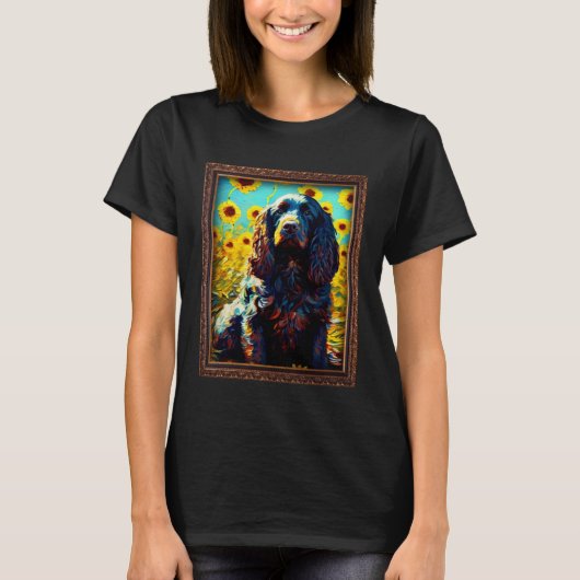 Boykin Spaniel Painting Sunflower Flower Mom Women Tシャツ (正面)