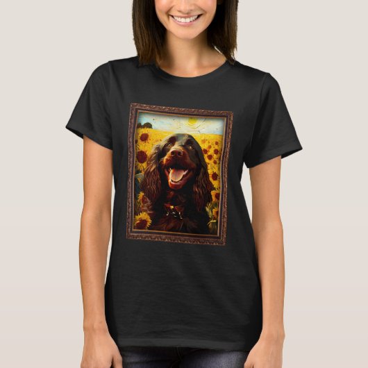 Boykin Spaniel Painting Sunflower Flower Mom Women Tシャツ (正面)