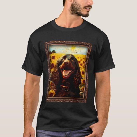 Boykin Spaniel Painting Sunflower Flower Mom Women Tシャツ (正面)