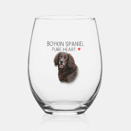 Boykin Spaniel Pure Heart Stemless Wine Glass ステムなしワイングラス