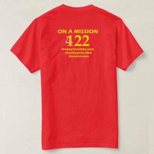 BoylstonラインメンズTシャツか黄色いレタリング Tシャツ (デザイン裏面)