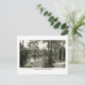 Boyne City, MIからの挨拶。マス魚釣り ポストカード (スタンド正面)