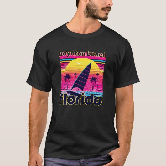 Boynton Beach Retro 80s Style Souvenir Beach Tシャツ (正面)