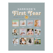 Boys クール Dude First Year誕生日写真コラージュ ポスター (正面)