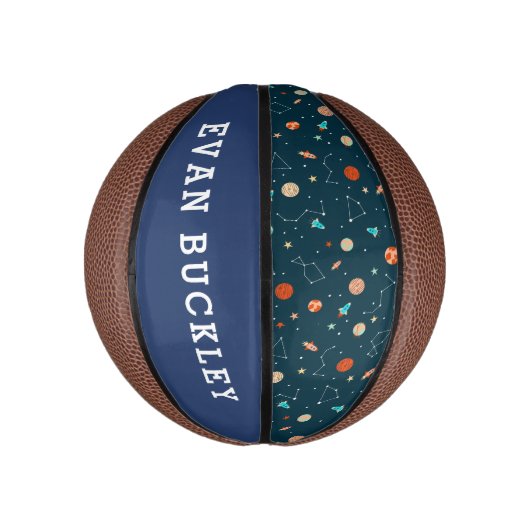 Boys クール Outer Space Pattern Kids ミニバスケットボール (縦)