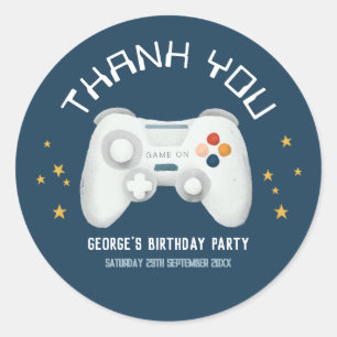 Boys クール Video Game Thank You子供の誕生日 ラウンドシール