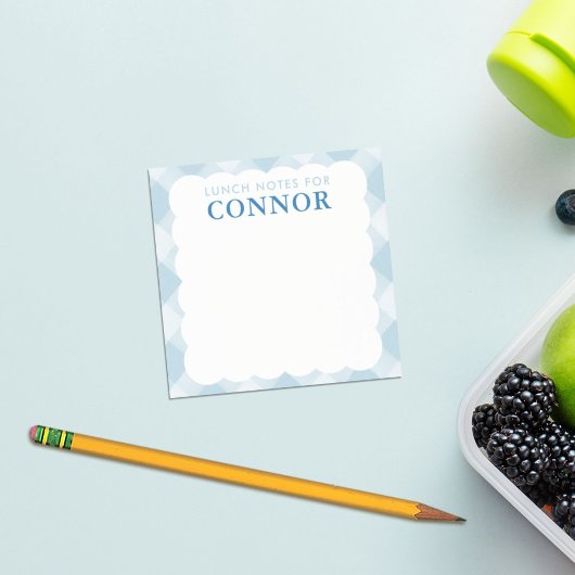 BOYS パーソナライズされた Blue Ginghamチェックボックス ポストイット