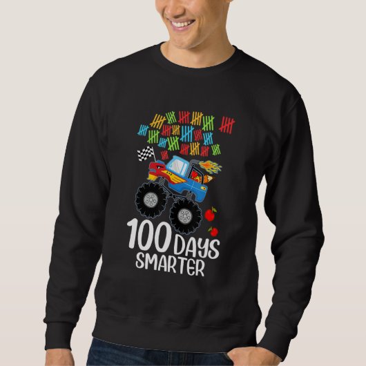 Boys 100th Day Of School Shirt Monster Truck 100 S スウェットシャツ (正面)