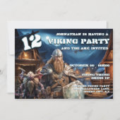 Boys 12th viking birthday Warrior & Demons 招待状 (正面)