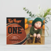 BOYS 1st Birthdayバスケットボールバスケットボール招待状の写真の追加 招待状 (スタンド正面)