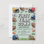 Boy's 1st Birthday First Year Down - Football  招待状 (正面)