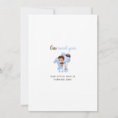 Boy's 1th Birthday招待状with Big Number 1 招待状 (裏面)