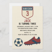 Boys 3rd Modern Sporty Soccer Birthday  招待状 (正面/裏面)