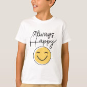 Boys' "Always Happy" Smiley Face Tee - Fun Positiv Tシャツ (正面)