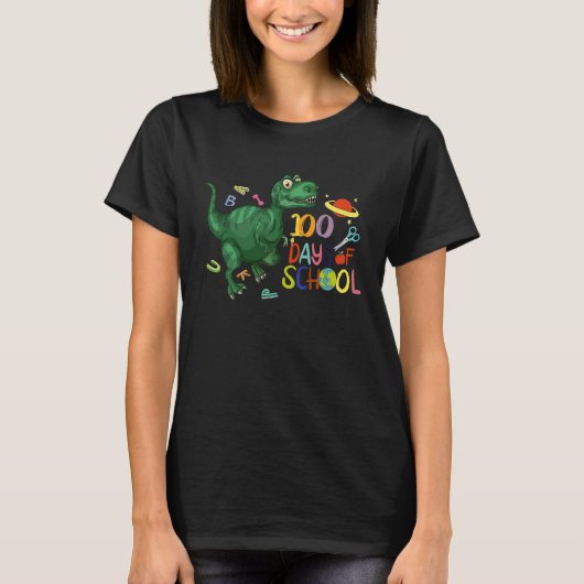 boys and girls students 100 days of school dinosau tシャツ (正面)