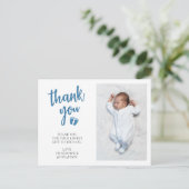 Boy's Baby Shower Photo Thank You ポストカード (スタンド正面)