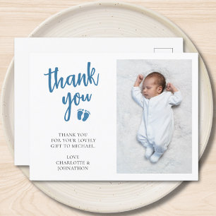 Boy's Baby Shower Photo Thank You ポストカード