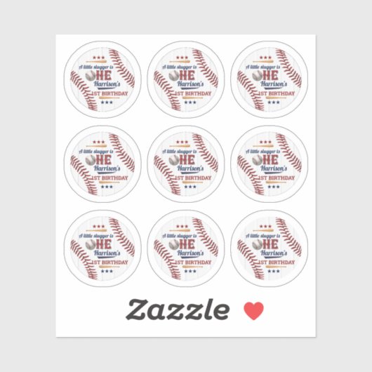 Boys Baseball 1st Birthday small 0.75インチステッカー シール (シート)