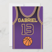  Boys Basketball 13 Birthday Party Invitation 招待状 (裏面)