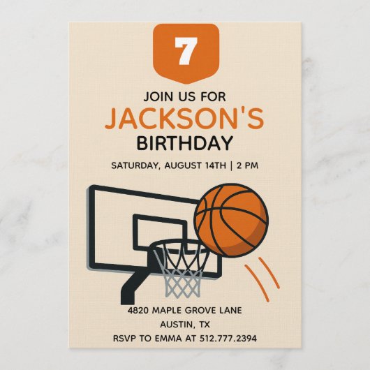 Boys Basketball Birthday • Editable Sports Party 招待状 (正面)