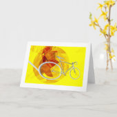 Boy's Bicycle誕生日グリーティングカード カード (黄色い花)