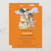 Boys Birthday Fairytale Knight Castle Dragon  招待状 (正面/裏面)