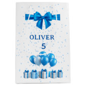 Boys Birthday Gift Bag - Present & Confetti Theme ミディアムペーパーバッグ (正面)
