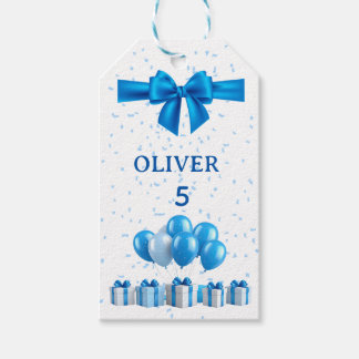 Boys Birthday Gift Tags - Present & Confetti ギフトタグ