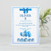 Boys Birthday Invitation - Gift Boxes & Confetti 招待状 (スタンド正面)