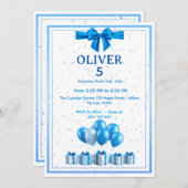 Boys Birthday Invitation - Gift Boxes & Confetti 招待状 (正面/裏面)