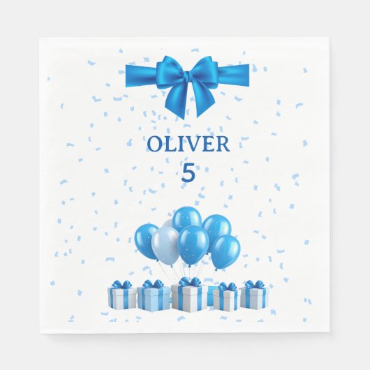 Boys Birthday Luncheon Napkins - Gift Box Design スタンダードランチョンナプキン (正面)