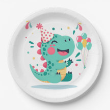 Boys Birthday Paper Plates | Dino Party Tableware