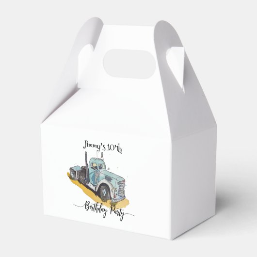 Boys Birthday Party Blue Semi Truck フェイバーボックス (裏面サイド)