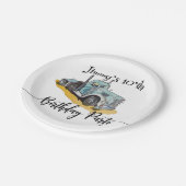 Boys Birthday Party Blue Semi Truck ペーパープレート (アングル)