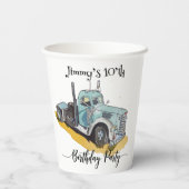 Boys Birthday Party Blue Semi Truck 紙コップ (裏面)