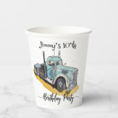 Boys Birthday Party Blue Semi Truck 紙コップ (正面)