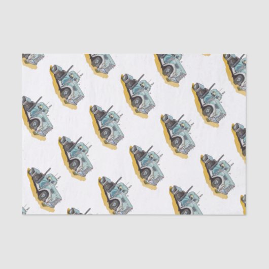 Boys Birthday Party Blue Semi Truck 薄葉紙 (正面)