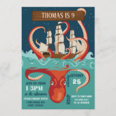 Boys Birthday Party Kraken 招待状 (正面)