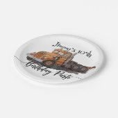 Boys Birthday Party Orange Semi Truck ペーパープレート (アングル)