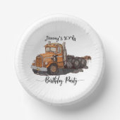 Boys Birthday Party Orange Semi Truck ペーパーボウル (正面)
