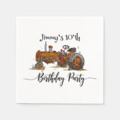 Boys birthday party with antique tractor design スタンダードカクテルナプキン (正面)