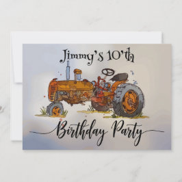 Boys birthday party with antique tractor design セーブザデート