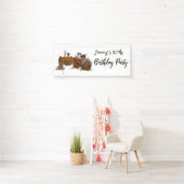 Boys birthday party with antique tractor design 横断幕 (インサイチュ)