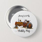 Boys birthday party with antique tractor design 缶バッジ (正面&裏面)