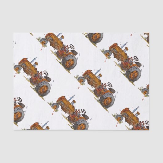 Boys birthday party with antique tractor design 薄葉紙 (正面)