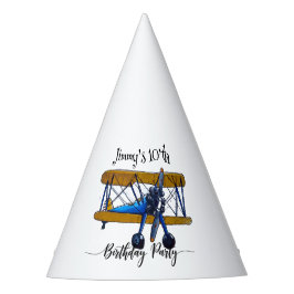 Boys birthday party with blue and yellow biplane パーティーハット